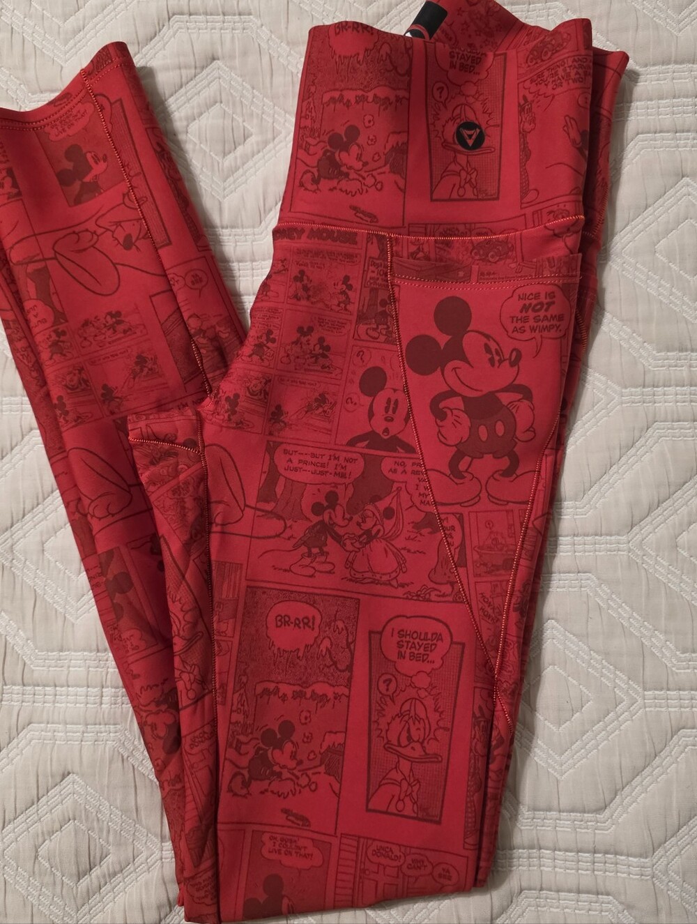 Red Mickey Comic Print Leggings
